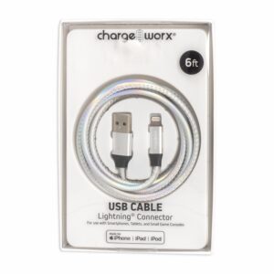 Cable Lightning Plateado CHARGE WORXS 6 Pies