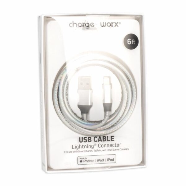 Cable Lightning Plateado CHARGE WORXS 6 Pies - Imagen 3