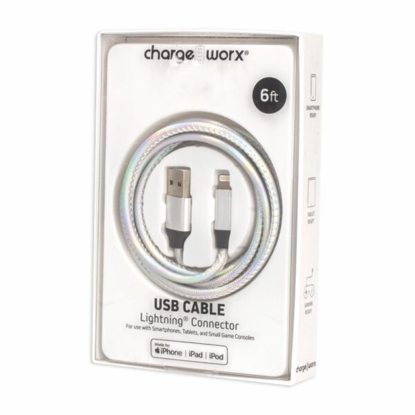 Cable Lightning Plateado CHARGE WORXS 6 Pies - Imagen 4