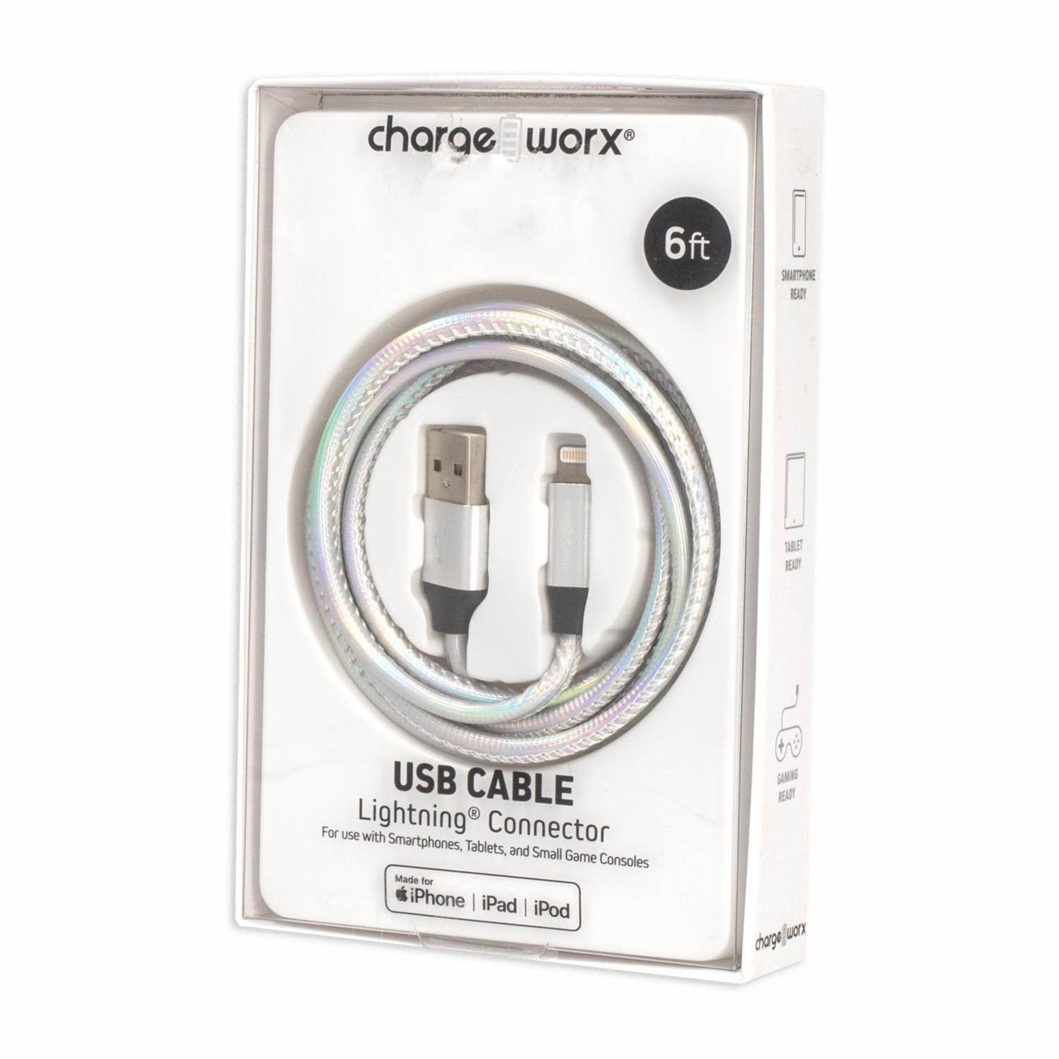 Cable Lightning Plateado CHARGE WORX 6 Pies - Imagen 4