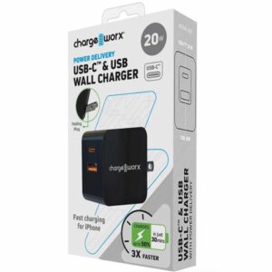 Cargador De Pared Doble Puerto CHARGE WORX USB-C - USB