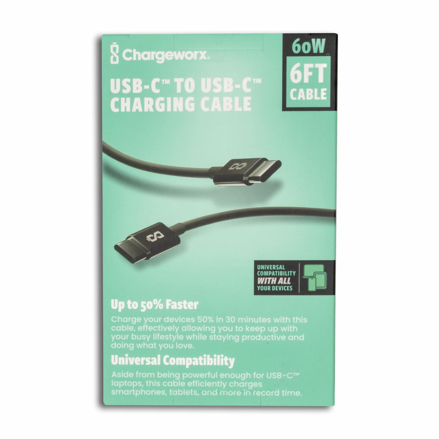 Cable Usb C A USB- C CHARGE WORX 6 Pies - Imagen 2