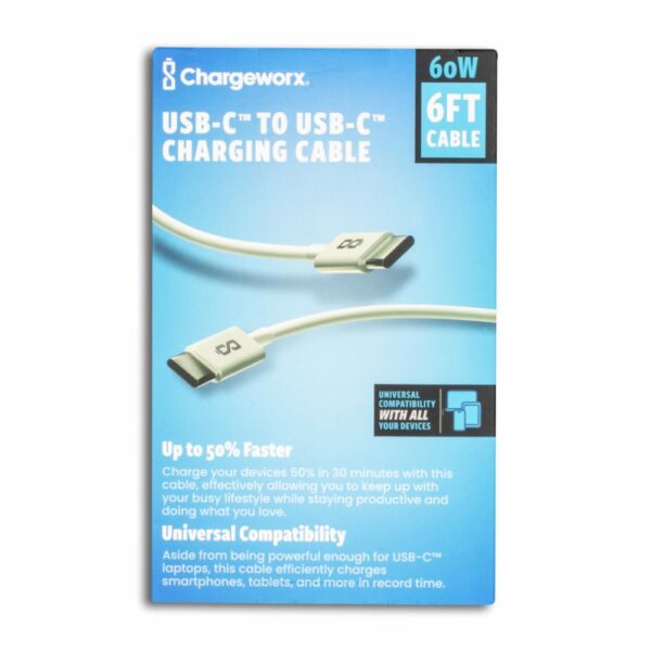 Cable Usb C A USB- C CHARGE WORXS 6 Pies - Imagen 2