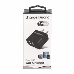 Cargador De Pared Usb 2.4 Amp Metal Negro CHARGE WORXS Unidad