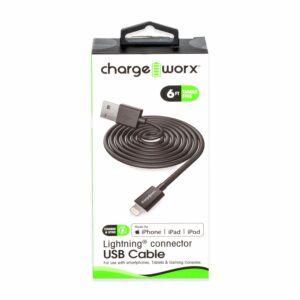 Cable Lightning Negro CHARGE WORX 1,8 Metros
