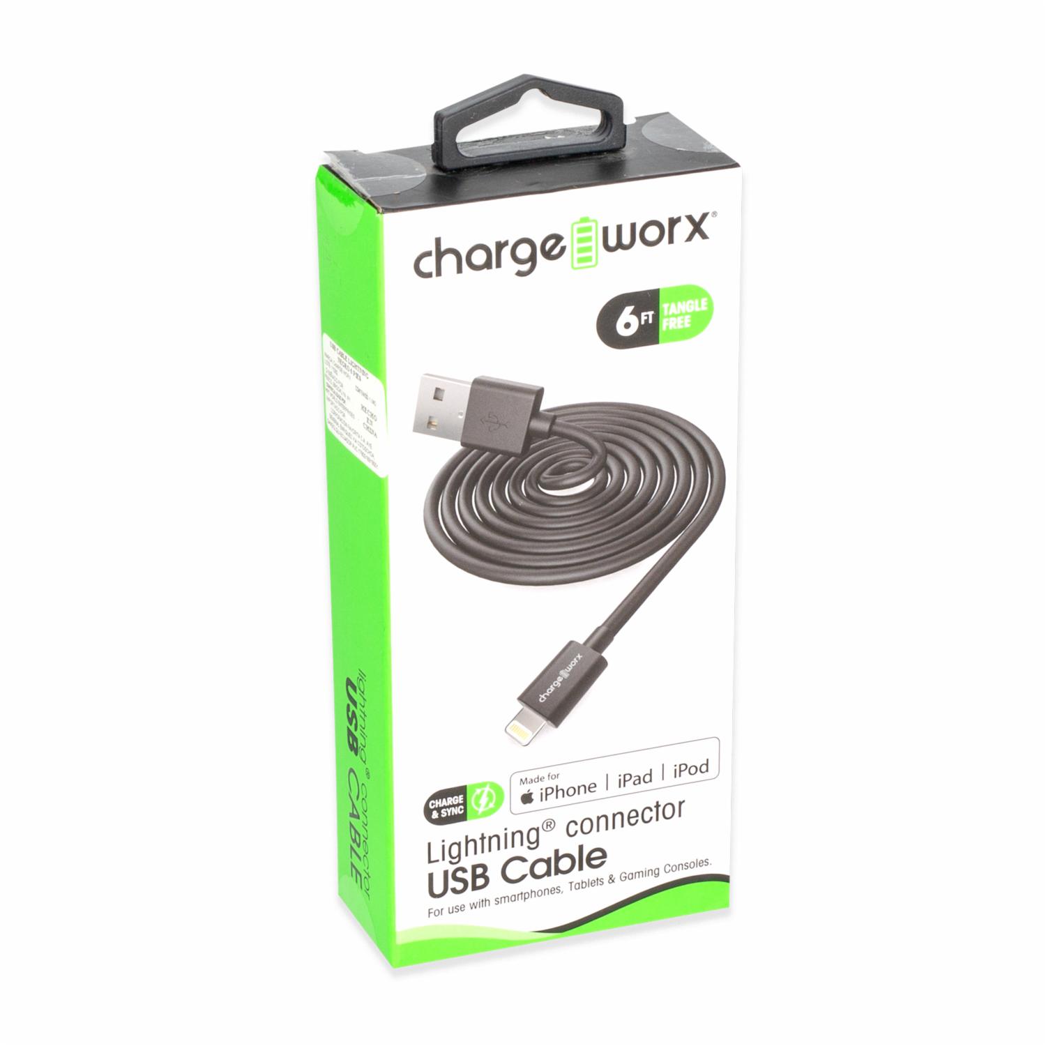 Cable Lightning Negro CHARGE WORX 1,8 Metros - Imagen 3