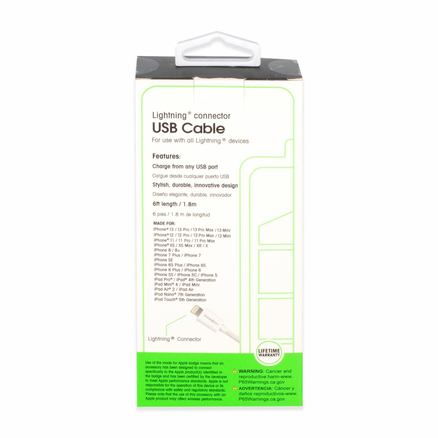 Cable Lightning Cargador Iphone CHARGE WORX 6 Pies - Imagen 2