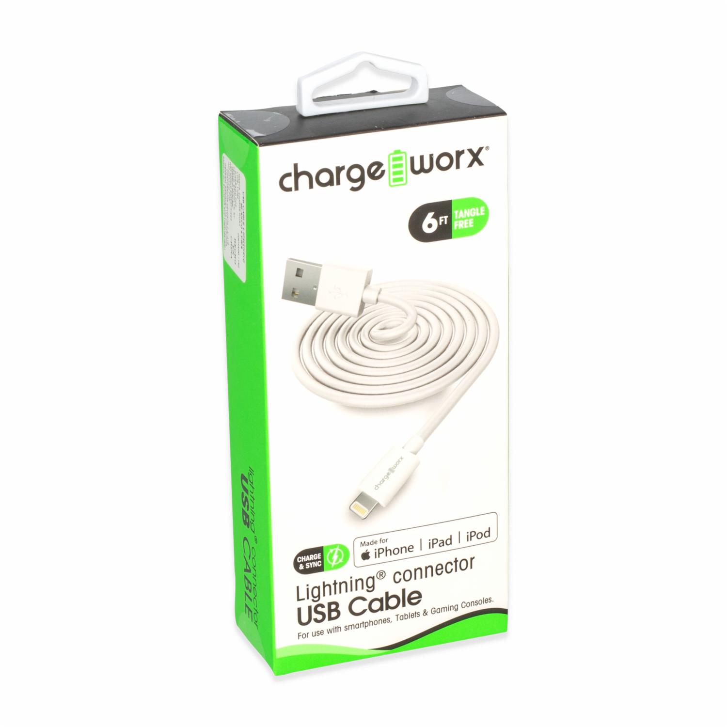 Cable Lightning Cargador Iphone CHARGE WORX 6 Pies - Imagen 3