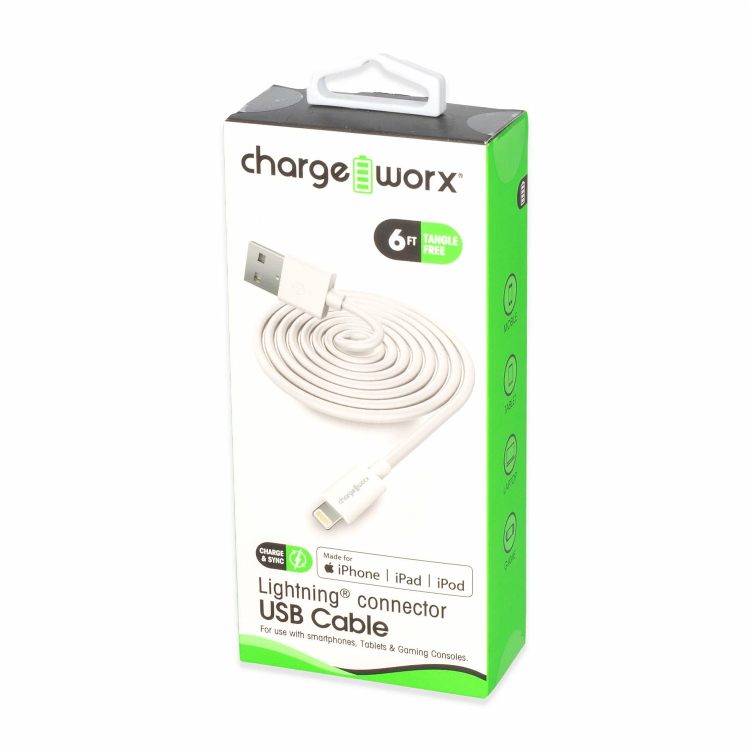 Cable Lightning Cargador Iphone CHARGE WORX 6 Pies - Imagen 4