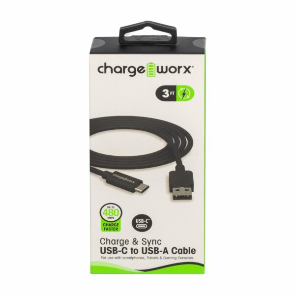 Cable Usb-c A Usb-a Negro CHARGE WORXS 1 Metro