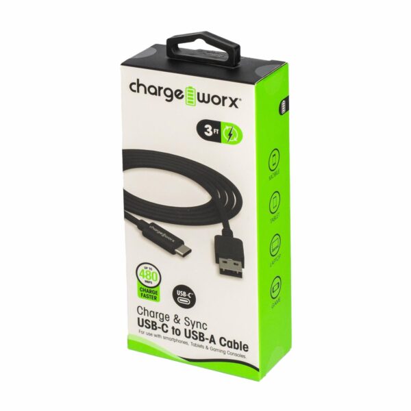 Cable Usb-c A Usb-a Negro CHARGE WORXS 1 Metro - Imagen 4