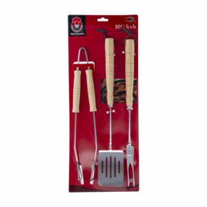 Set De Utensilios Bbq Metal Y Madera HOME ESSENTIALS X 3 Uds