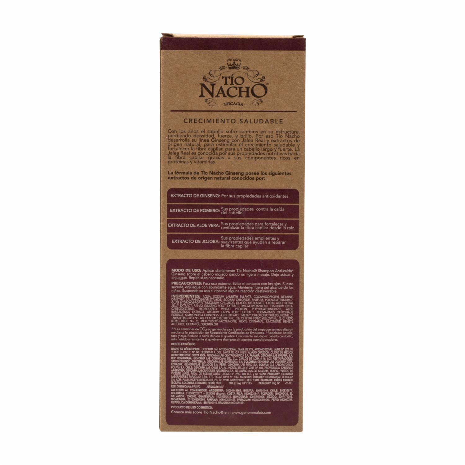 Shampoo De Cabello Con Jalea Real Y Ginseng TÍO NACHO 415 Ml - Imagen 4