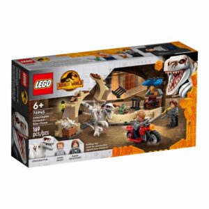 Bloques De Armar Persecución En Moto Del Dinosaurio Atrociraptor LEGO JURASSIC WORLD 169 Piezas