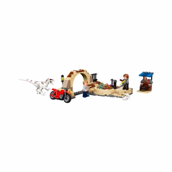 Bloques De Armar Persecución En Moto Del Dinosaurio Atrociraptor LEGO JURASSIC WORLD 169 Piezas - Imagen 2