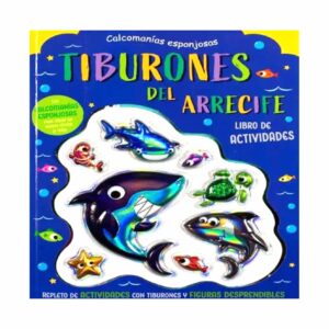 Libro Calcomanías Esponjosas Tiburones Del Arrecife SILVER DOLPHIN 32 Páginas