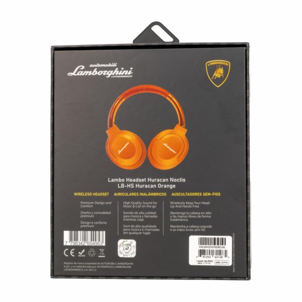 Audífonos Headset LB-HS Huracán Orange LAMBORGHINI Bluetooth - Imagen 3
