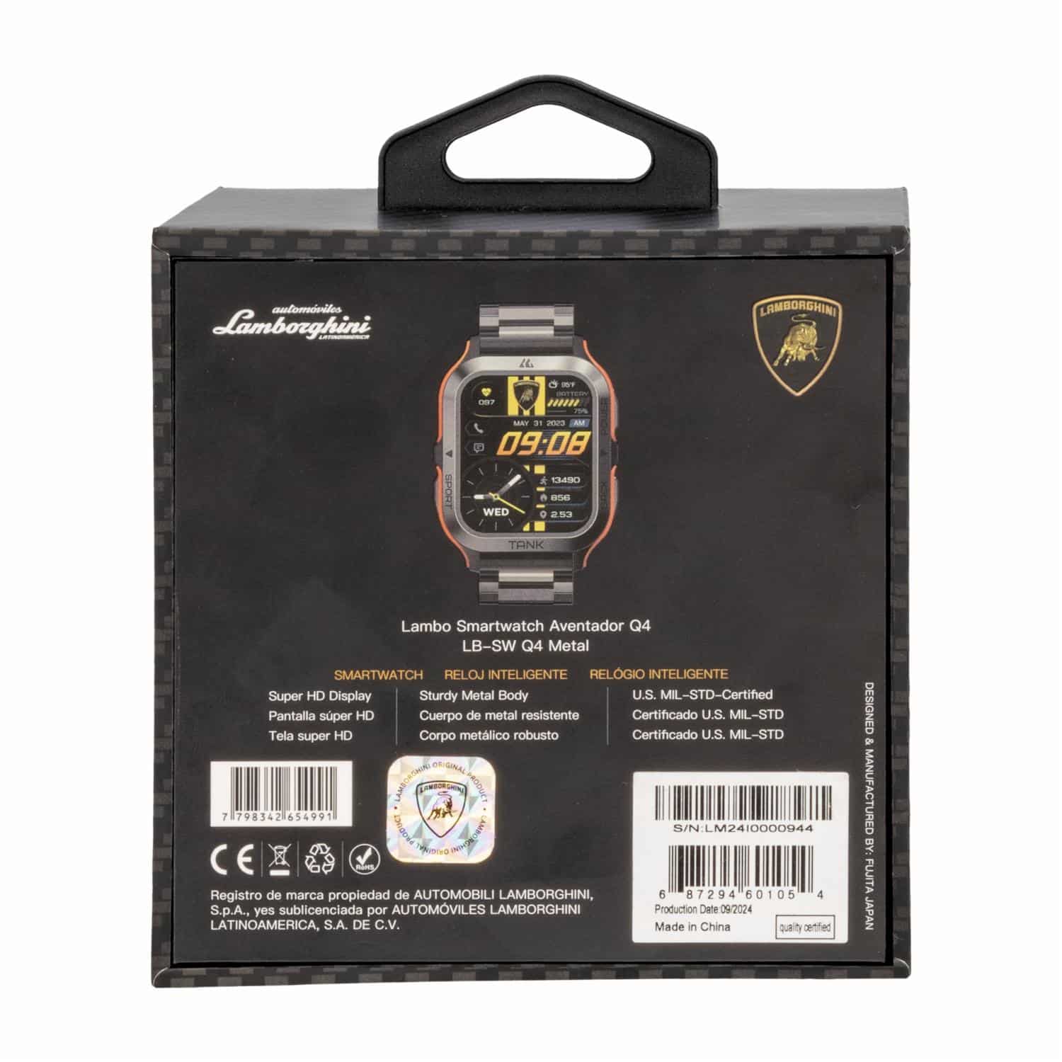 Smartwatch Aventador LB-SW Q4 Nero LAMBORGHINI Pantalla 1,85" - Imagen 4