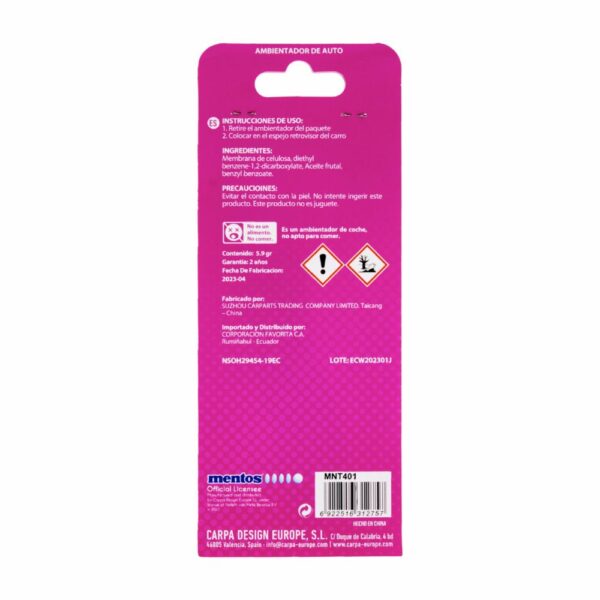 Ambiental Para Auto Papel Fragancia Frutas MENTOS 5.9 G - Imagen 2