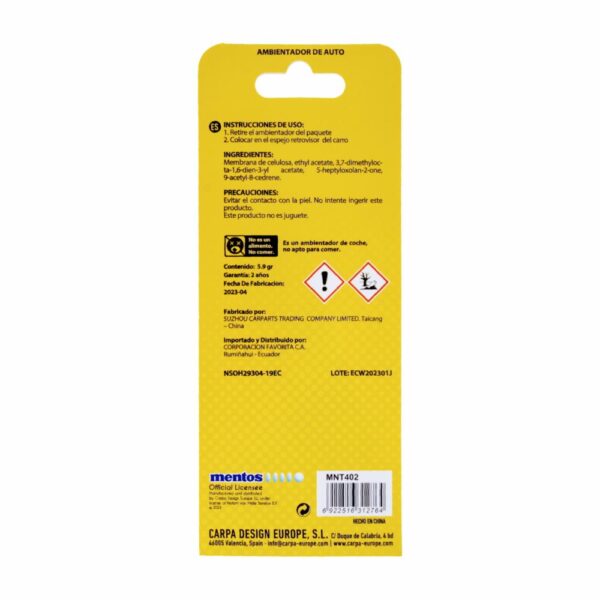 Ambiental Para Auto Papel Fragancia Arco Iris MENTOS 5.9 G - Imagen 2
