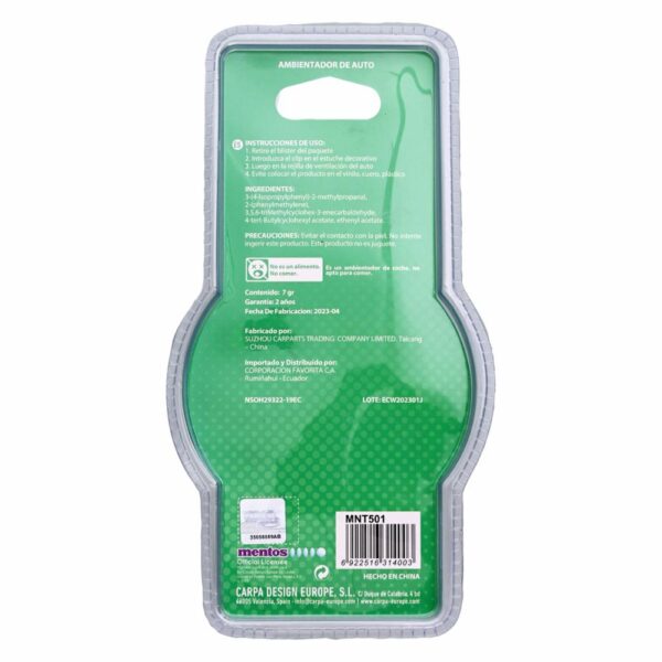 Ambiental Para Auto Para Ventilación Fragancia Green Apple MENTOS 7 G - Imagen 2