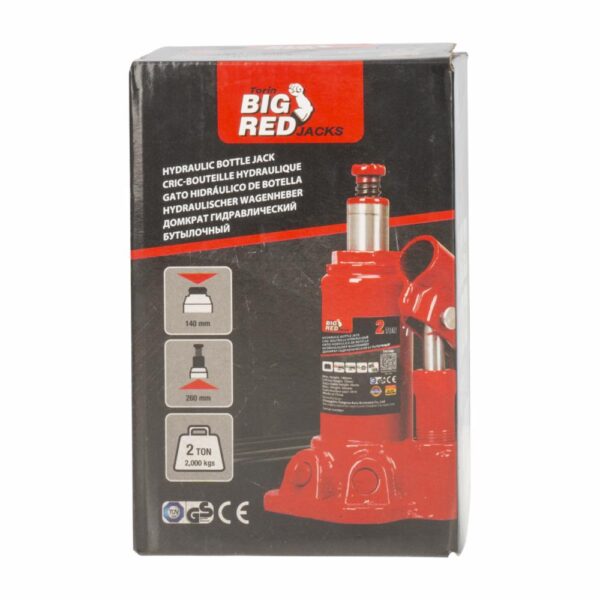Gata Hidráulica Tipo Botella Para Vehículo BIG RED 2 Toneladas - Imagen 2