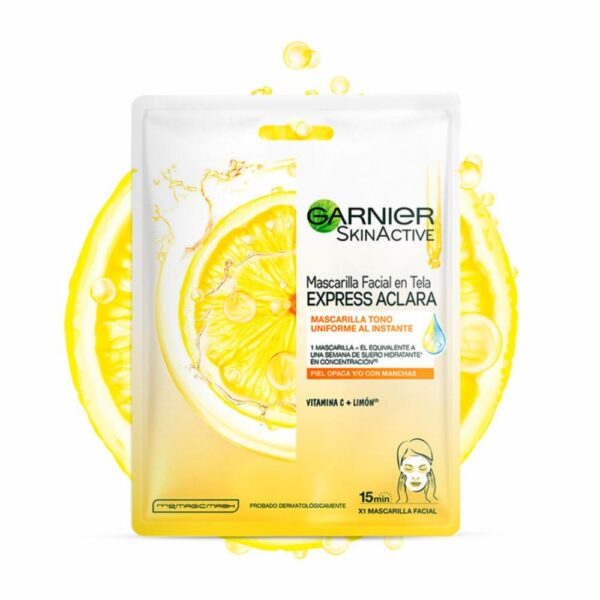 Mascarilla Facial En Tela Tono Uniforme De Vitamina C + Limón GARNIER L´ORÉAL 1 Pza 28 G - Imagen 2