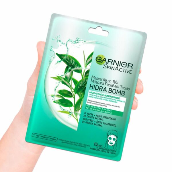 Mascarilla Facial En Tela Hidra Bomb Calmante Matificante GARNIER L´ORÉAL 1 Pza 28 G - Imagen 4