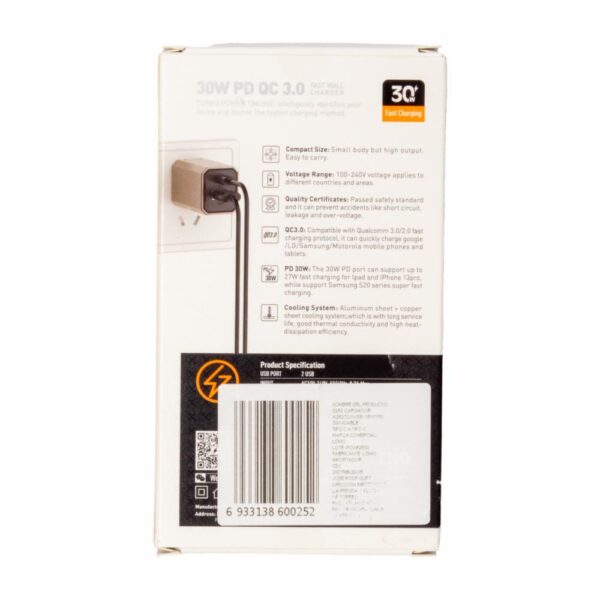 Cargador De Pared A2527C Cable Tipo C LDNIO 1Usb 18W 1Pd 30W - Imagen 2