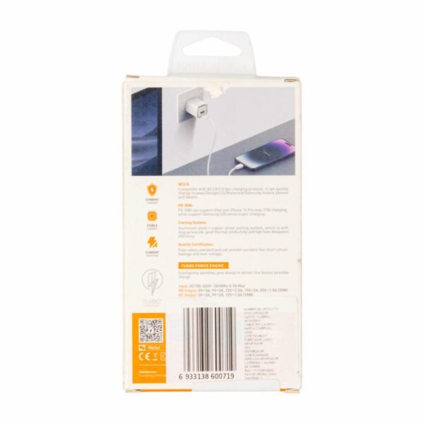 Cargador De Pared A2317C  Cable Tipo C A IPhone LDNIO 1Usb 1 Pd Qc3.0 30W - Imagen 2