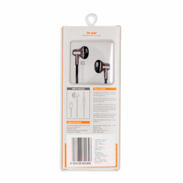 Audífonos In Ear USB-C  Interface HPC9C LDNIO Con Cable
