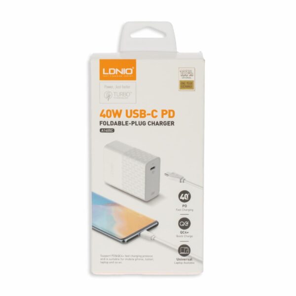 Cargador De Pared Universal Plegable De Carga Rápida USB-C LDNIO PD 40 W - Imagen 4