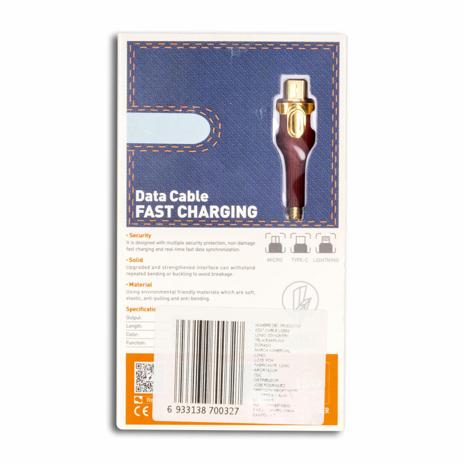 Cable Tela Dorado 30W LDNIO 2 Metros - Imagen 2