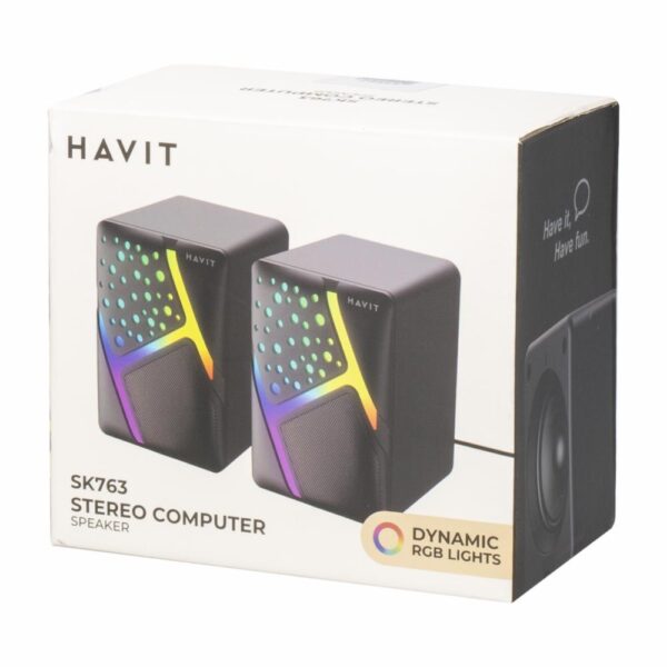 Parlante Para Pc Luces RGB Entrada USB HAVIT Con Cable - Imagen 2