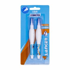 Corrector Líquido Tipo Pluma 7 Ml LANCER X 2 Uds
