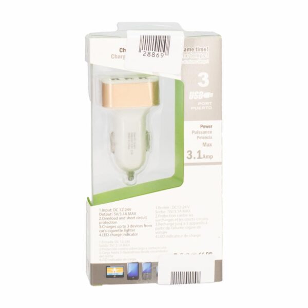 Cargador Para Auto 3 Puertos CJ GLOBAL 3.1 Amp - Imagen 4