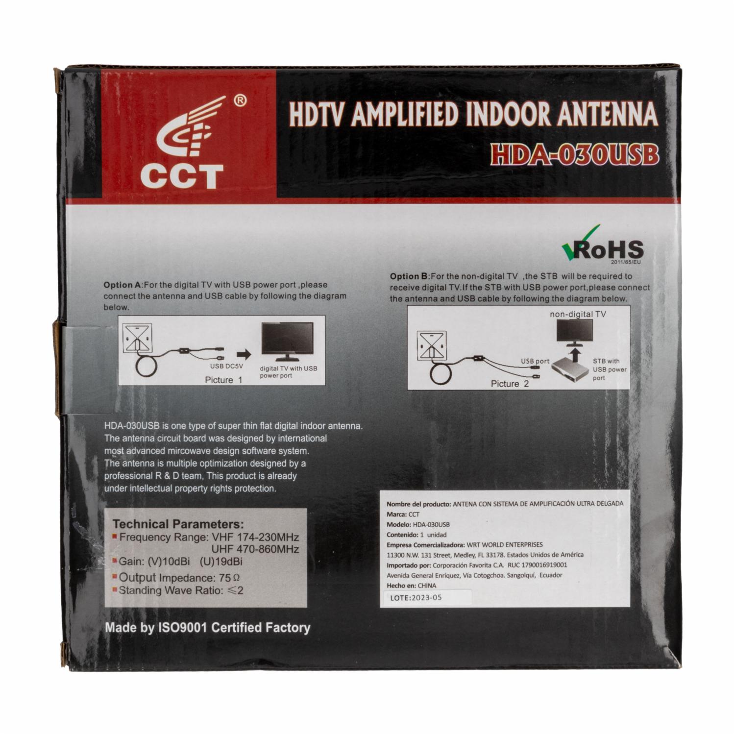 Antena Interior Con Sistema De Amplificación CCT Hdtv - Imagen 2