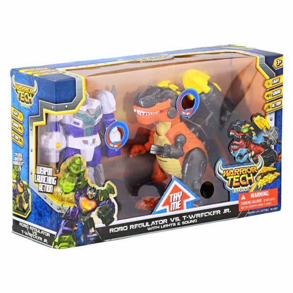 Dinosaurio Y Robot Blanco Con Luz HAPPY LINE Y Sonido - Imagen 2