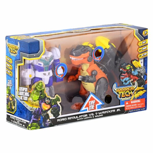 Dinosaurio Y Robot Blanco Con Luz HAPPY LINE Y Sonido - Imagen 2