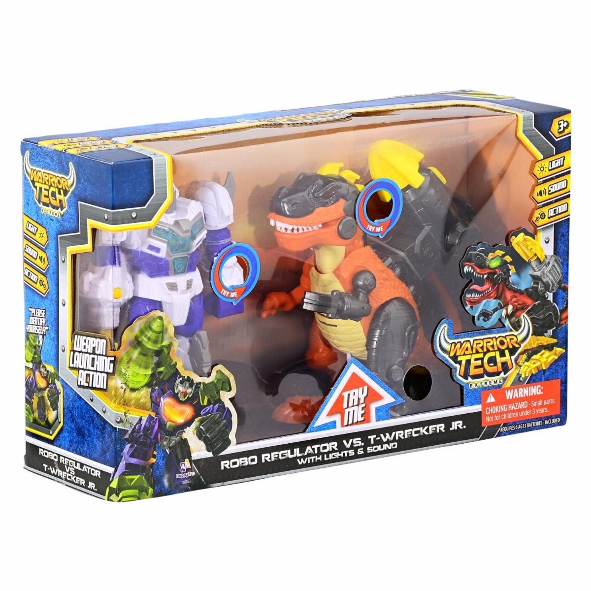 Set De Juego Dinosaurio Vs Robot WARRIOR TECH Con Luz Y Sonido - Imagen 2