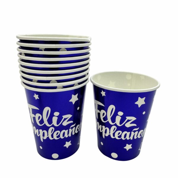 Vaso 7Oz Azul Happy Brithday IMPOR.CUMPLEAÑOS X10 unidades
