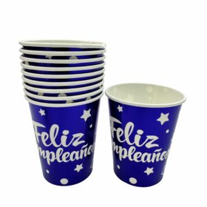 Vaso 7Oz Azul Happy Brithday IMPORTADORA CUMPLEAÑOS X10 unidades