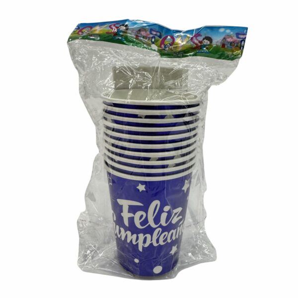 Vaso 7Oz Azul Happy Brithday IMPOR.CUMPLEAÑOS X10 unidades - Imagen 2