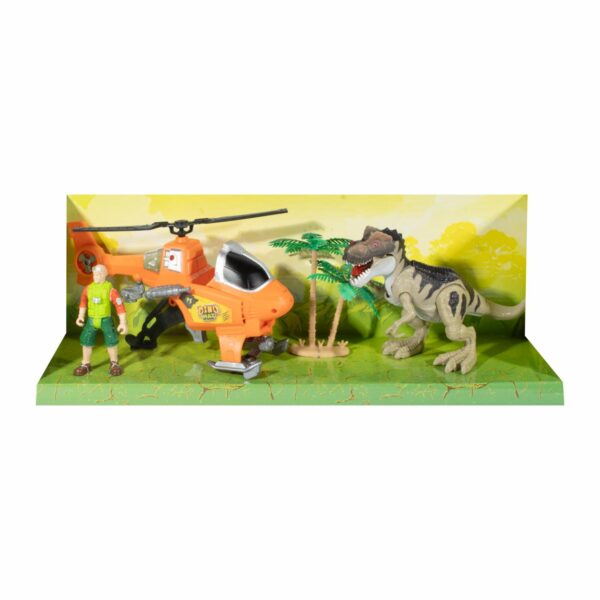 Tyrannosaurus Con Helicóptero HAPPY LINE Incluye Figura