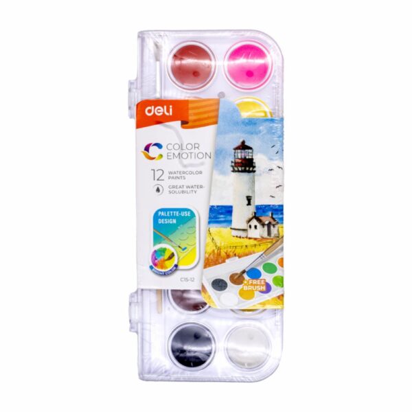 Acuarela De Color Emotion Pastillas Con Pincel DELI X12 Uds