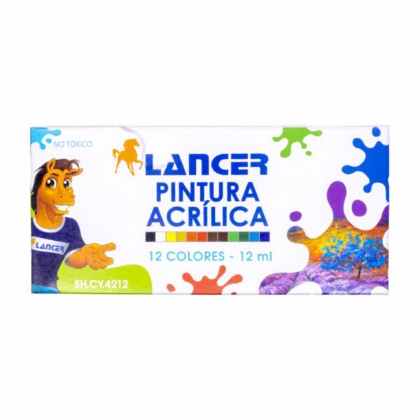 Pintura Acrílica En Tubos De 12 ML LANCER X 12 Colores - Imagen 2