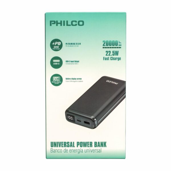 Power Bank Black PHILCO 20000MAH - Imagen 3