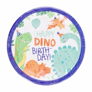 Platos Desechables Diseño Dino Feliz Cumpleaños 18 Cm IMPOR.CUMPLEAÑOS X 10 Uds