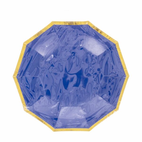 Platos Desechables Color Azul Y Dorado 23 Cm IMPORTADORA CUMPLEAÑOS X 10 Uds