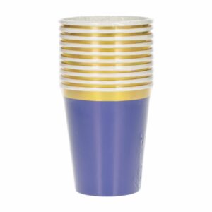 Vasos Desechables Color Azul Y Dorado IMPOR.CUMPLEAÑOS X 10 Uds